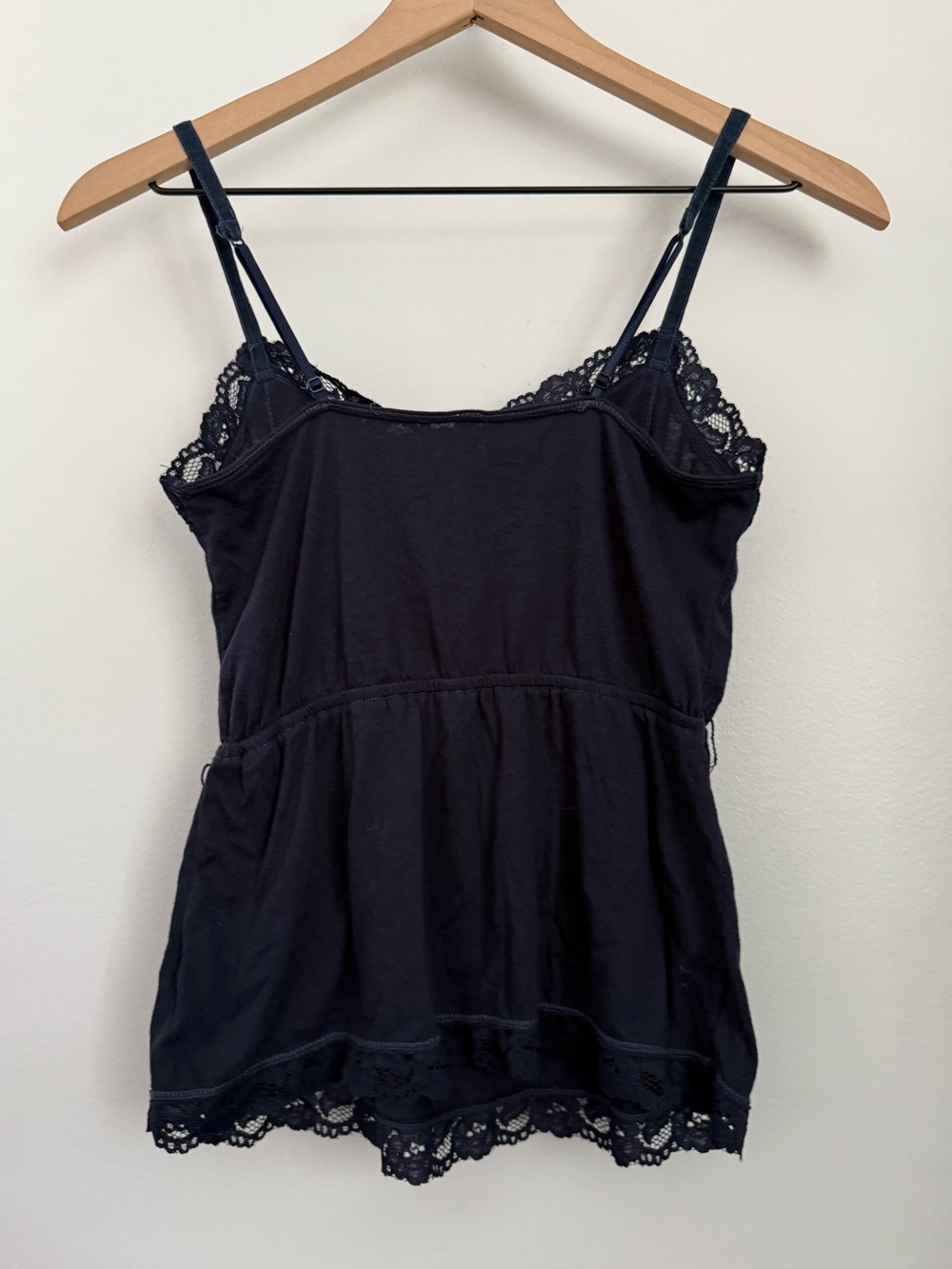 Aeropostale Small Navy Lace Cami Top Elastic Empire Waist Y2K 2000s Elena - Picture 4 of 8